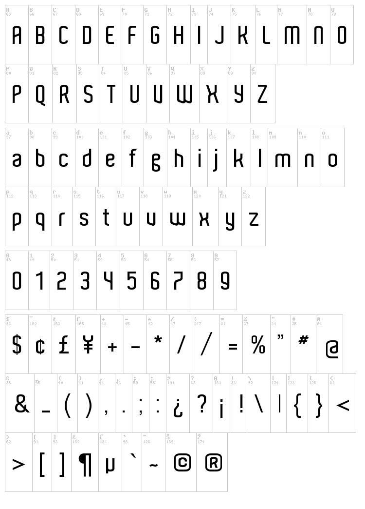 Aldo font map